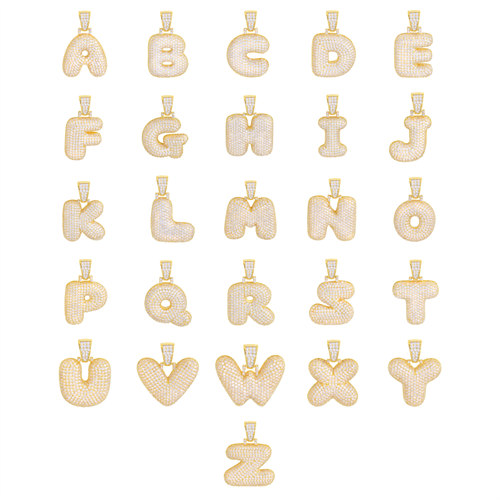 BRASS BUBBLE INITIAL PENDANT AND CHAIN SET / BCH 204 20